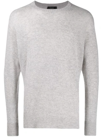 Shop Maison Flaneur Fine Knit Jumper In Grey