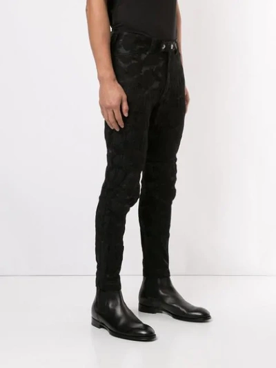 Shop Ann Demeulemeester Floral Jacquard Skinny Trousers In Black