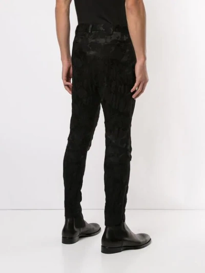 Shop Ann Demeulemeester Floral Jacquard Skinny Trousers In Black