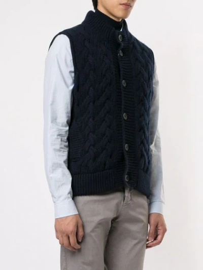 Shop Herno Cashmere Knitted Gilet In Blue