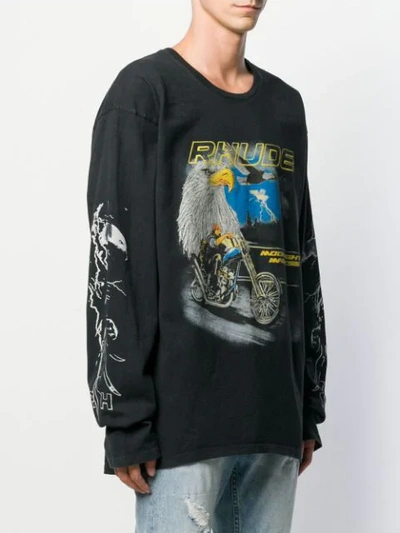 Shop Rhude Oversized Eagle Sweatshirt In Black