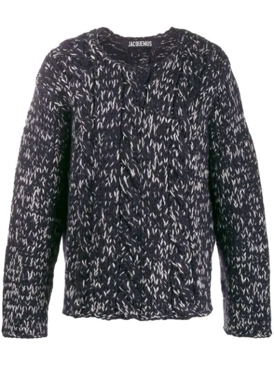 Shop Jacquemus Chunky Knit Jumper In Black