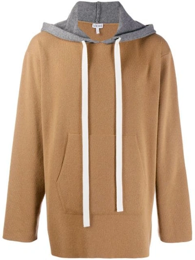 Shop Loewe Cashmere Knit Hoodie In Neutrals