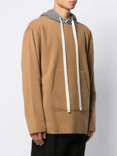 Shop Loewe Cashmere Knit Hoodie In Neutrals