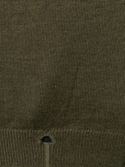 Shop Golden Goose Distressed-effect Knitted Jumper In Green