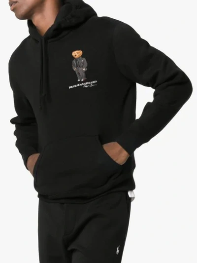 Polo Ralph Lauren Embroidered Bear Logo Hoodie In Black | ModeSens
