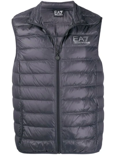 Shop Ea7 Quilted Gilet In Grey