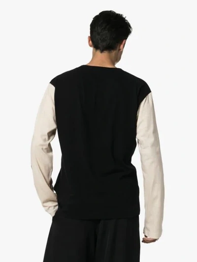 Shop Yohji Yamamoto Henley Message Long Sleeve T-shirt In Black