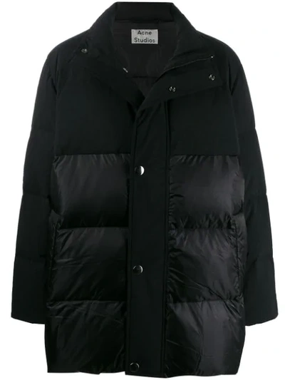 CONTRAST PANELS HOODED COAT