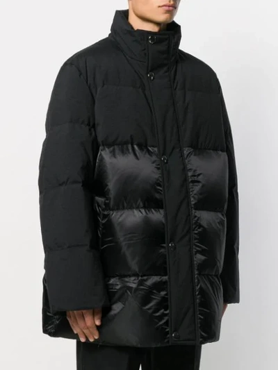 Shop Acne Studios Contrast Panels Hooded Coat In Black
