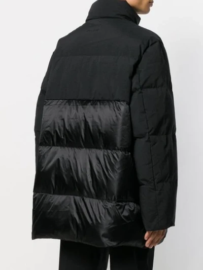 CONTRAST PANELS HOODED COAT