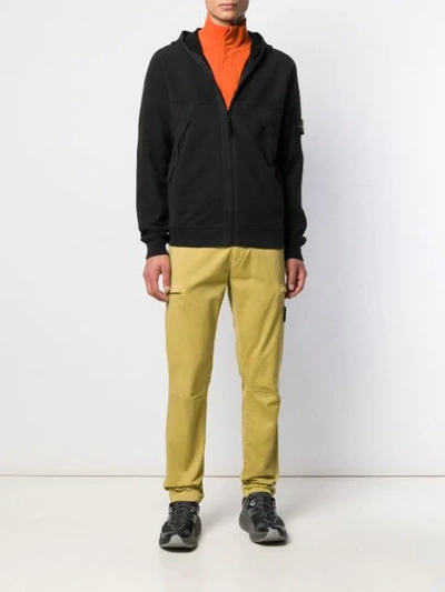 Shop Stone Island Logo Patch Chinos In Yellow