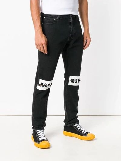 Msgm Gerippte Jeans Mit Logo In Black