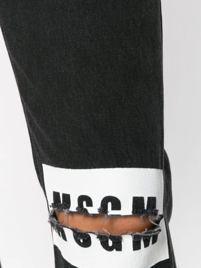 Msgm Gerippte Jeans Mit Logo In Black