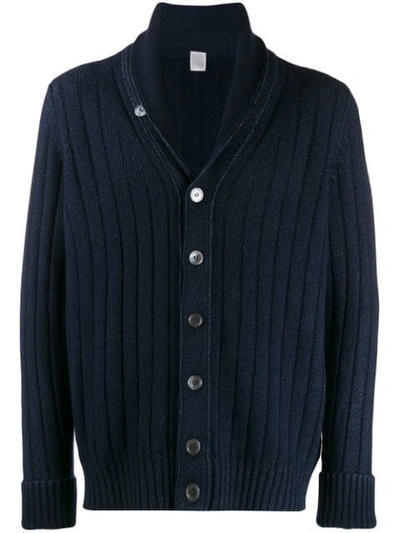 Shop Eleventy Ribbed Knit Cardigan In Blue