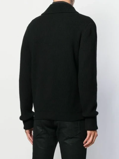 Shop Tom Ford Shawl Collar Ribbed Cardigan In K09 Nero