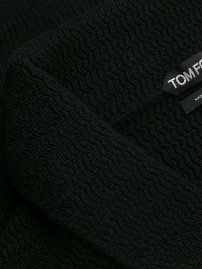 TOM FORD SHAWL COLLAR RIBBED CARDIGAN - 黑色