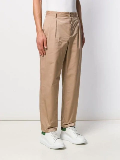 Shop Valentino Straight Let Pleated Trousers In Neutrals
