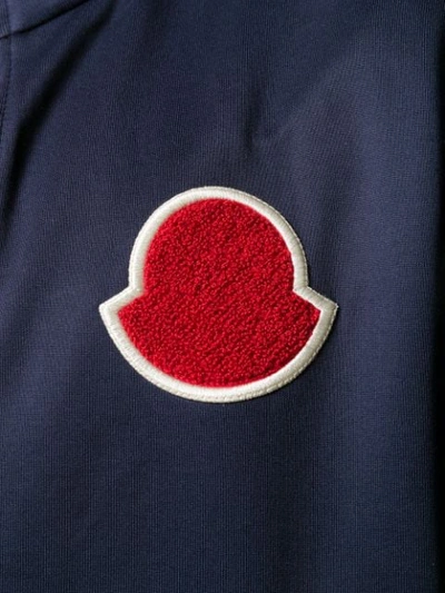 Shop Moncler Logo Patch Zip-up Jacket In Blue