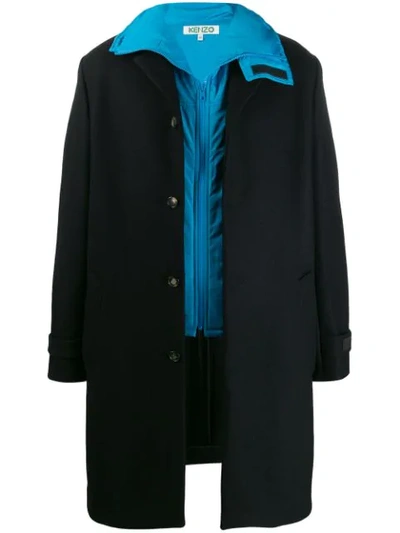 Shop Kenzo Gilet Insert Coat In Black