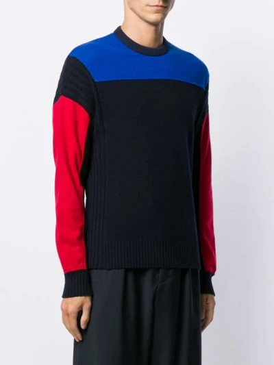Shop Kenzo Colour Block Knitted Sweater In Blue