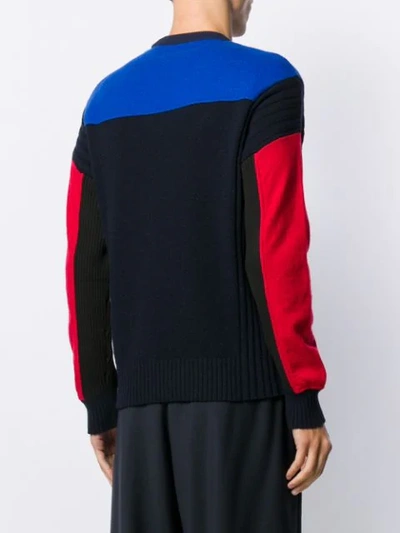 Shop Kenzo Colour Block Knitted Sweater In Blue