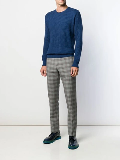 Shop Barba Waffle Knit Jumper In Blue