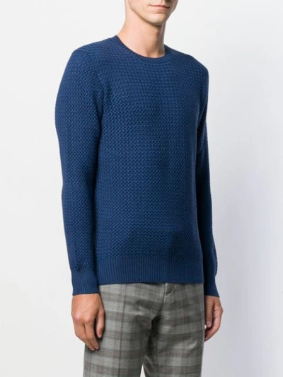 Shop Barba Waffle Knit Jumper In Blue