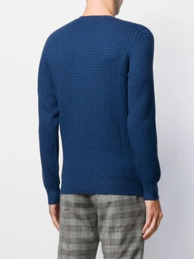 Shop Barba Waffle Knit Jumper In Blue