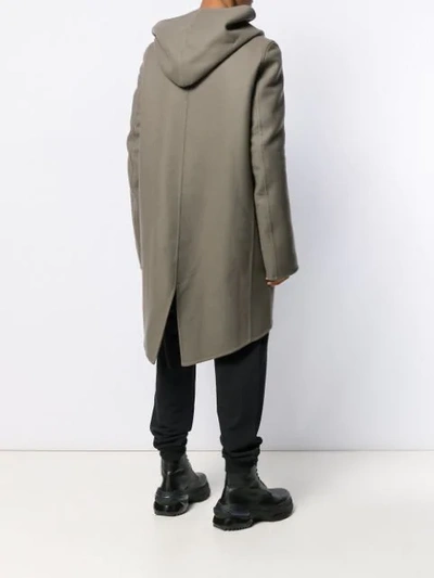 Shop Rick Owens Hooded Zip-up Coat In Grey