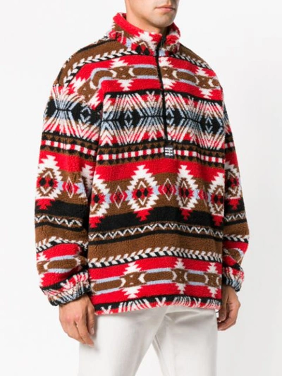 Shop Msgm Folk Pattern Jacket In Red