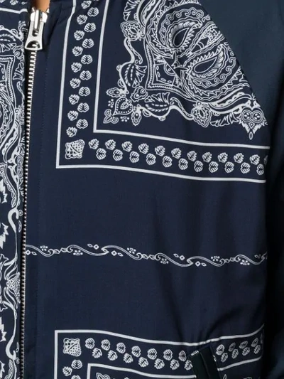 Shop Sacai Bandana Printed Bomber Jacket In Blue