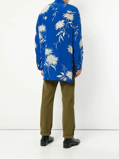 Shop Haider Ackermann Floral Print Piped Shirt In Blue