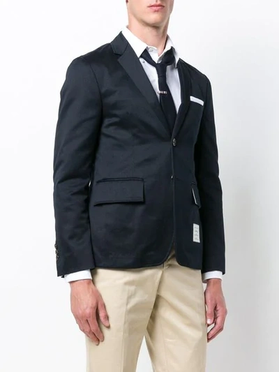 Shop Thom Browne Unconstructed Single Breasted Blazer In Blue