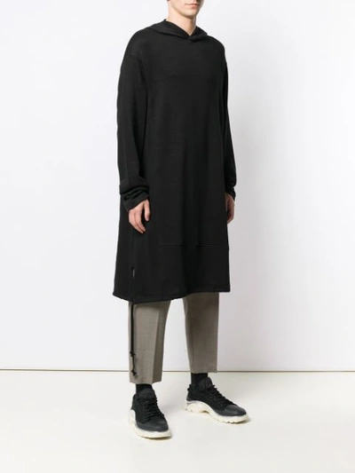 Shop Yohji Yamamoto Long Basic Hoodie In Black