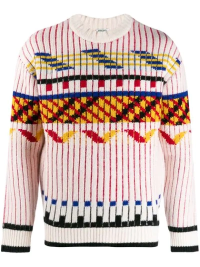 KENZO FAIR ISLE KNITTED JUMPER - 白色