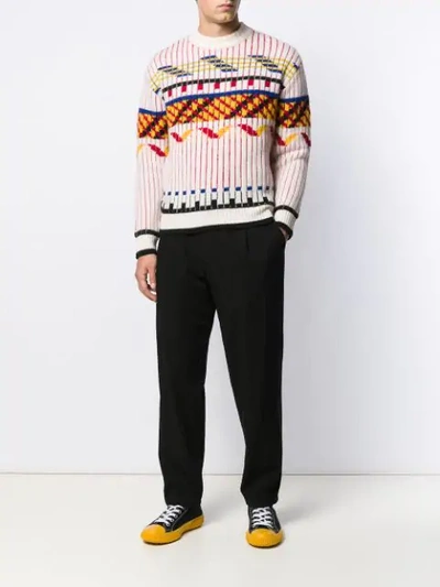 Shop Kenzo Pullover Mit Fair-isle-muster In 03 Panna