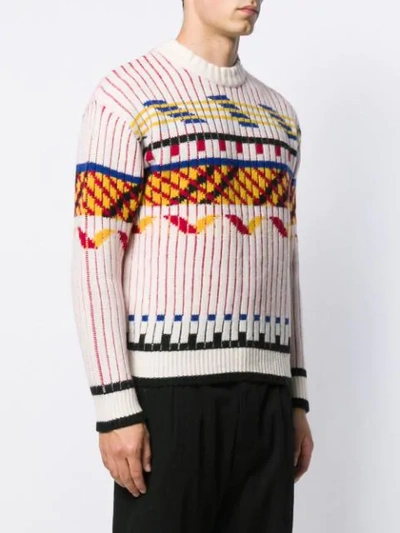 Shop Kenzo Pullover Mit Fair-isle-muster In 03 Panna