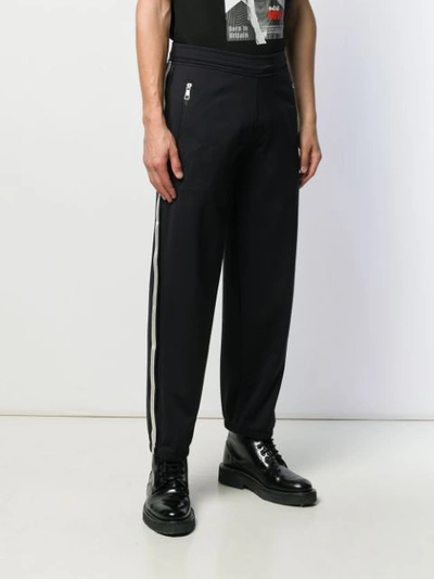 Shop Neil Barrett Satin Stripe Track Pants In Black