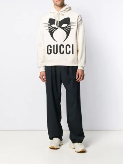 Shop Gucci Manifesto Hooded Sweatshirt In Neutrals