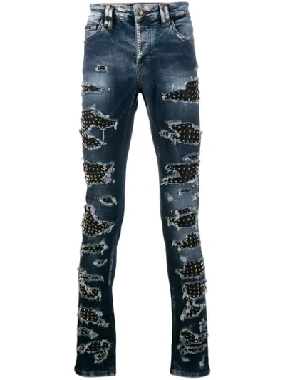 Shop Philipp Plein Super Straight Cut Jeans In Blue