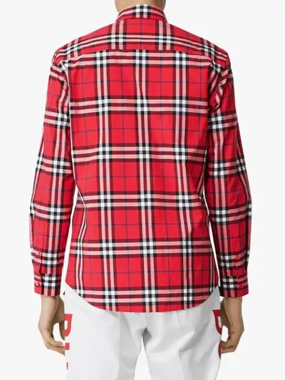 Shop Burberry Vintage Check Cotton Poplin Shirt In Red