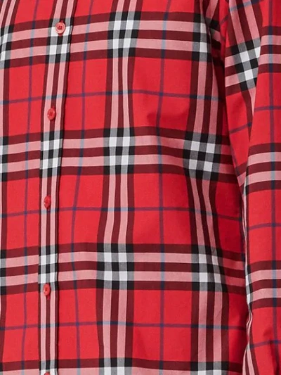 Shop Burberry Vintage Check Cotton Poplin Shirt In Red