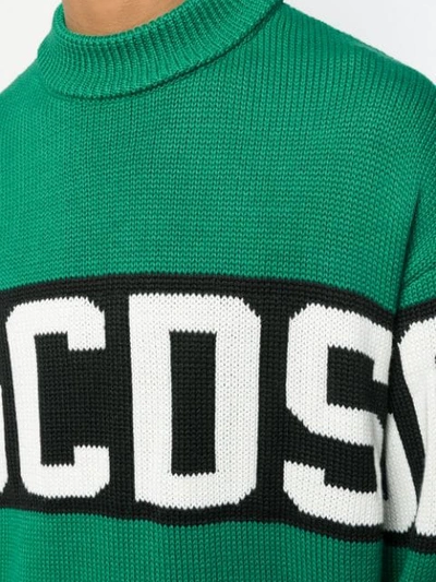 Shop Gcds Logo Stripe Jumper In Green