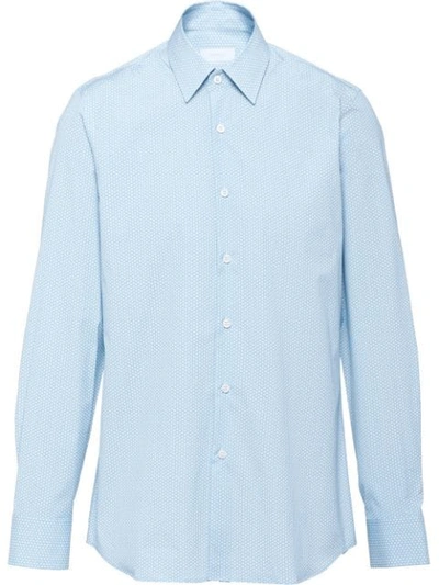 Shop Prada Printed Slim Shirt In Blue