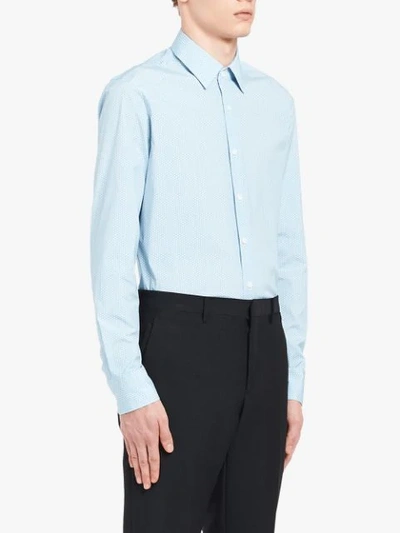 Shop Prada Printed Slim Shirt In Blue