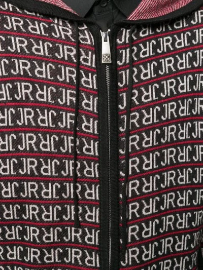 Shop John Richmond Logo Printed Zip Up Hoodie In Black