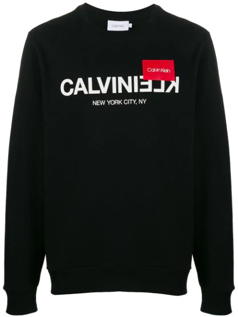 Calvin Klein Reverse Logo Sweatshirt In Black | ModeSens
