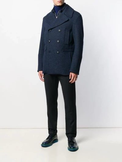 ETRO DOUBLE-BREASTED WOOL COAT - 蓝色