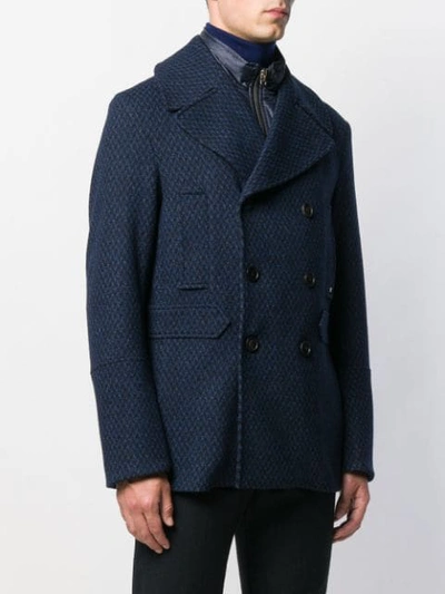 ETRO DOUBLE-BREASTED WOOL COAT - 蓝色